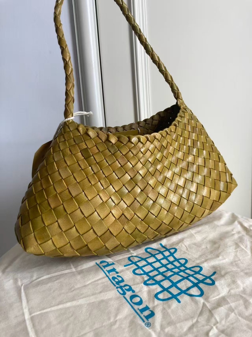 Dragon Diffusion Mustard Green Rosanna Leather Shoulder Bag - Picture 2 of 9